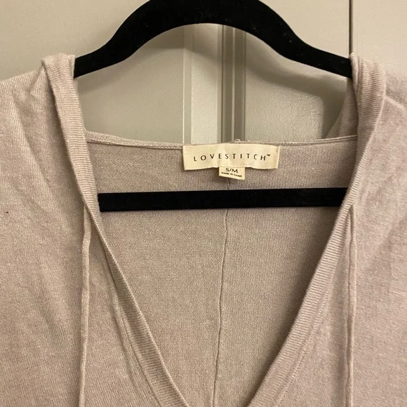 Beige Hooded Poncho Sweater Top Size S/M - Picture 2 of 6